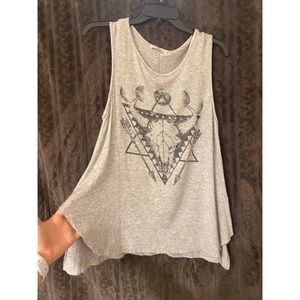 Womens Bull head gray tank top